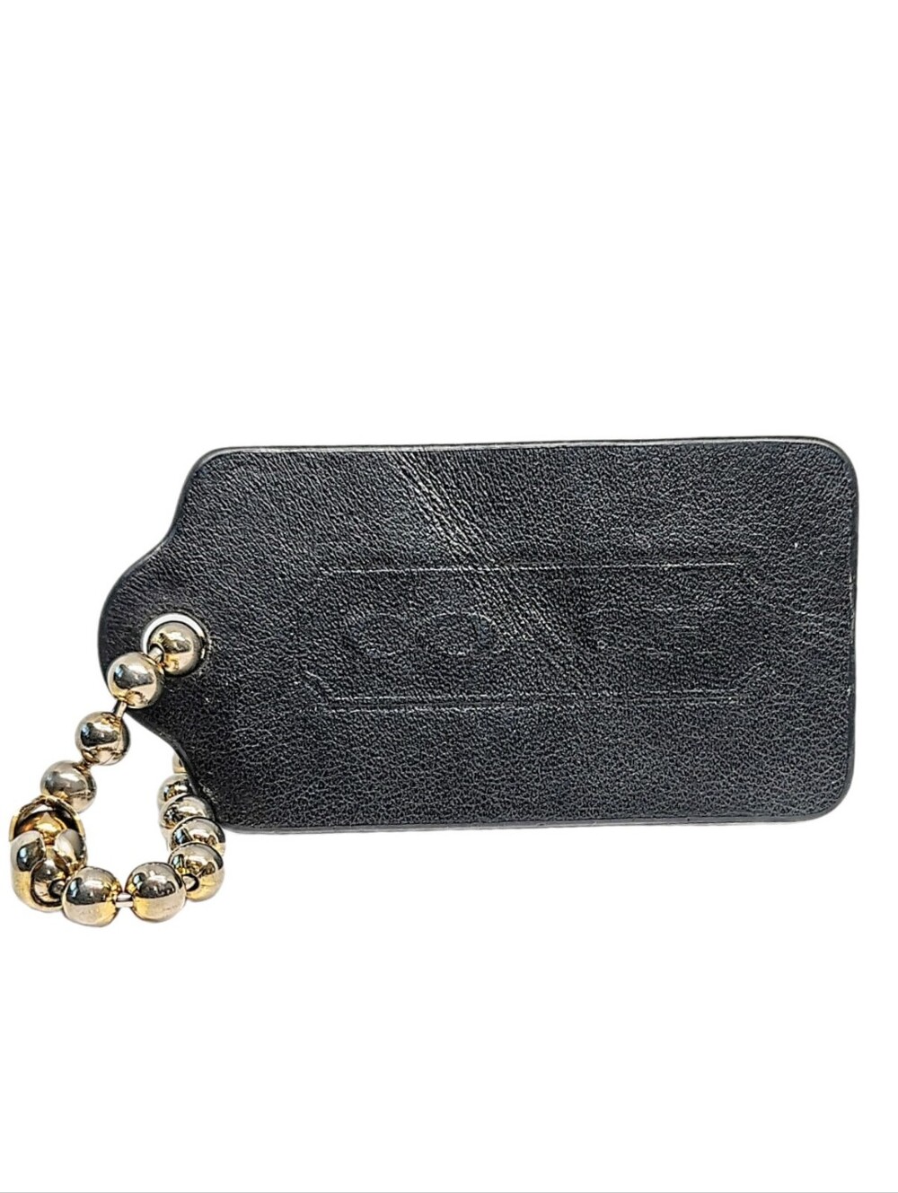 🆕 3.5" Coach Y2K Black Double Sided Leather Hangtag Bag Charm Fob Keychain HTF